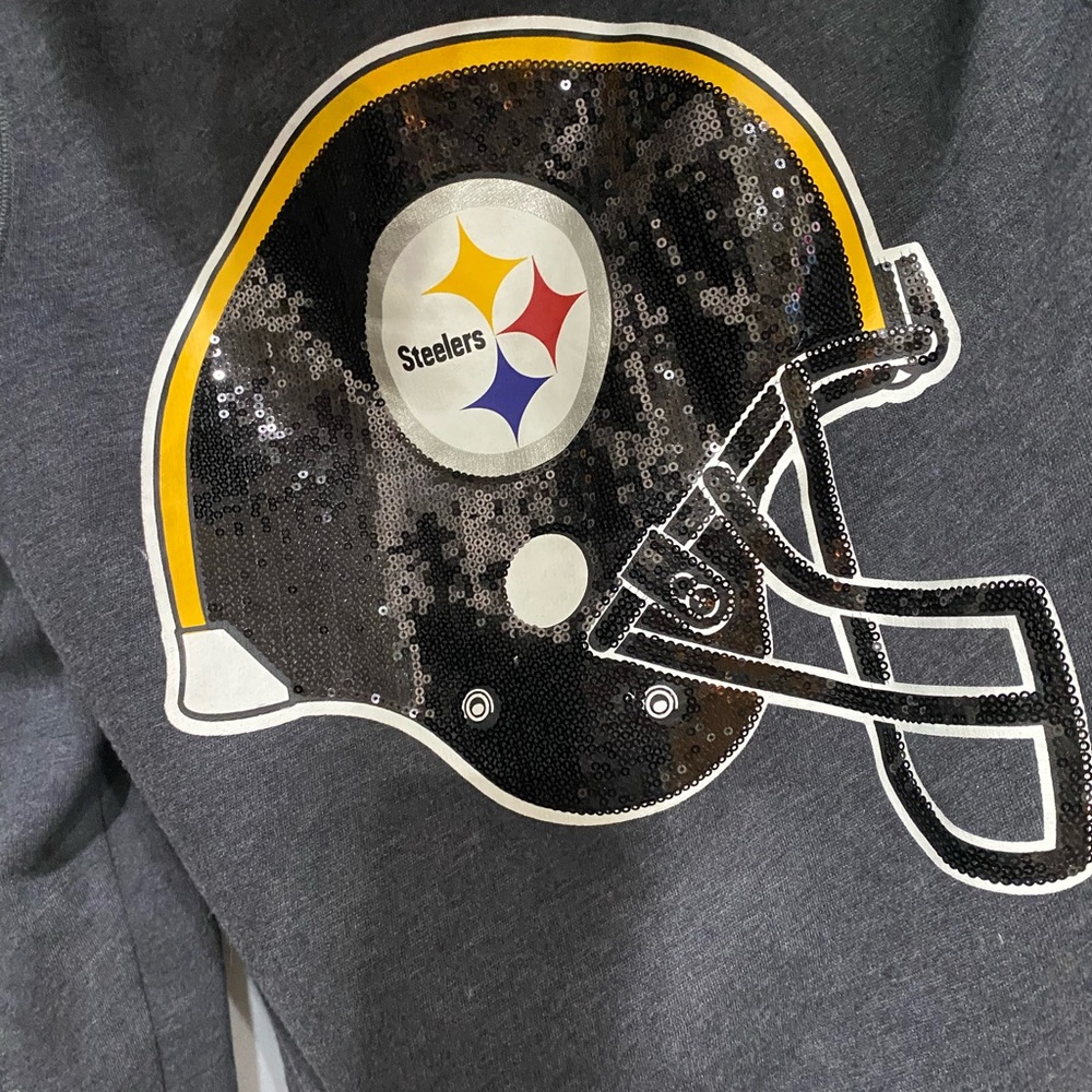 VS PINK NFL Pittsburgh Steelers Faux Fur Sequin Bling Jacket BNWT SZ Medium - Picture 6 of 10